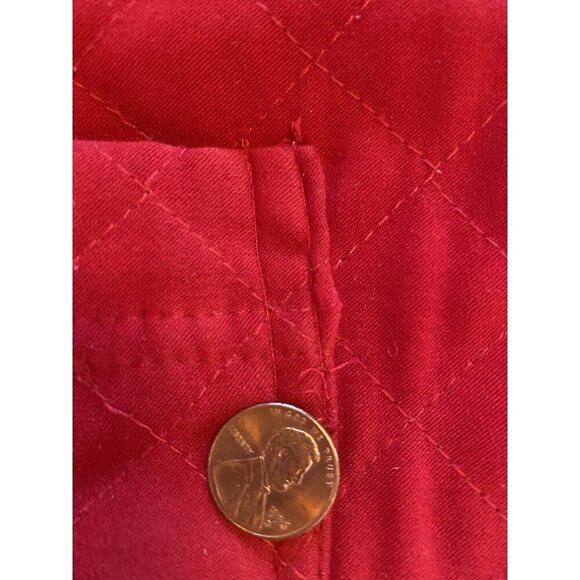 Talbots Red Quilted Lined Shirt Jacket Shacket Womens Sz M Barn Chore Colorful V - Picture 9 of 15